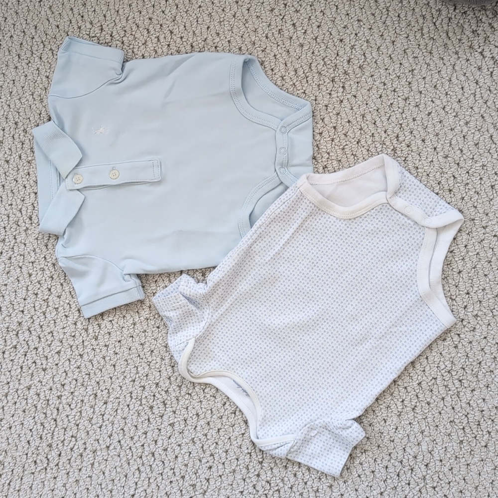 Ralph Lauren set of 2 baby bodysuits, sz 3M, light blue